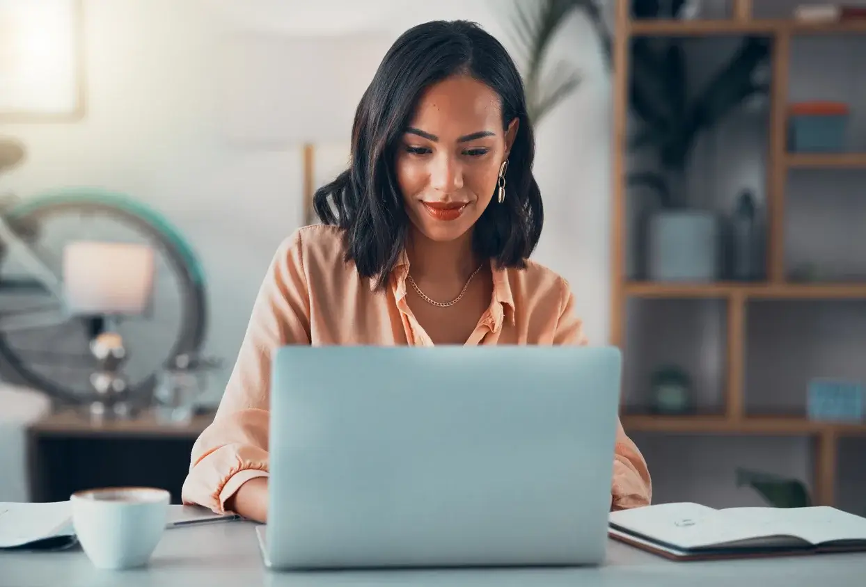 Woman working on her laptop