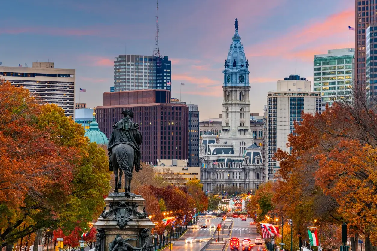 Philadelphia, Pennsylvania overlooking Benjamin Franklin Parkway
