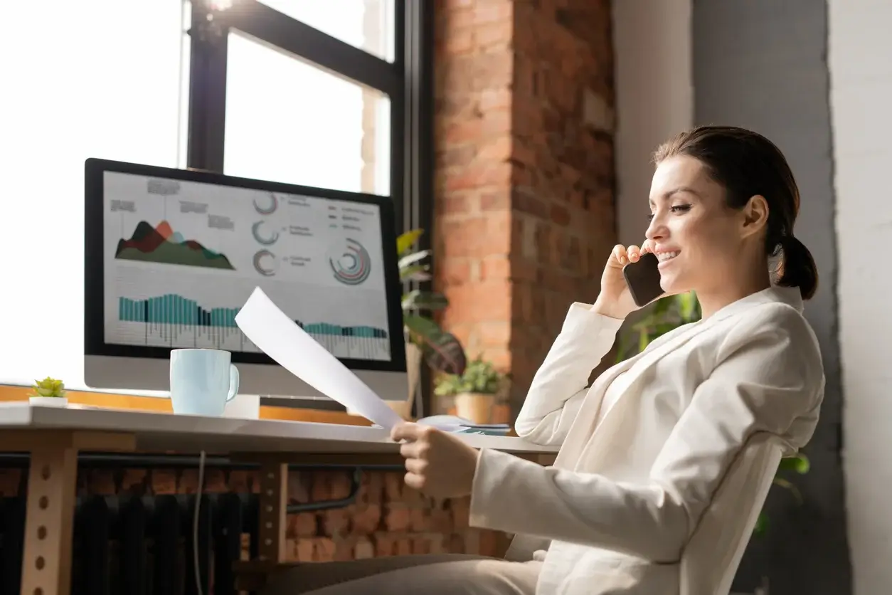 Woman working at her office desk